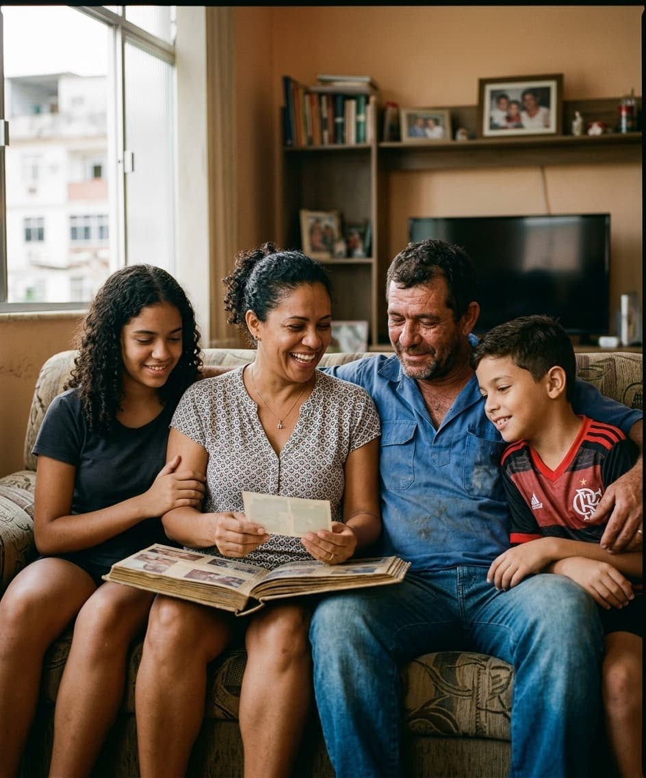 Família de sindicalizado aproveitando momento juntos em casa